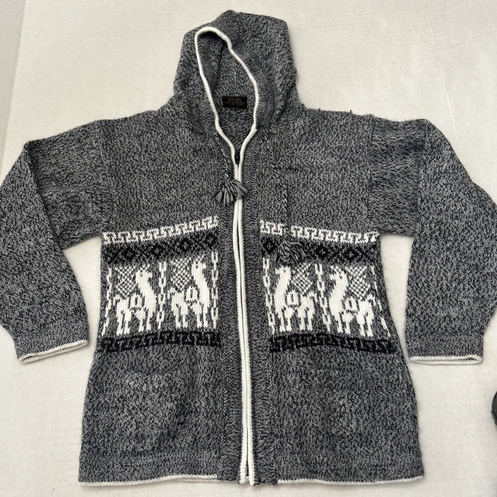 Boys Alpaca Soft Peruvian Zip Up Sweater With Hoodie